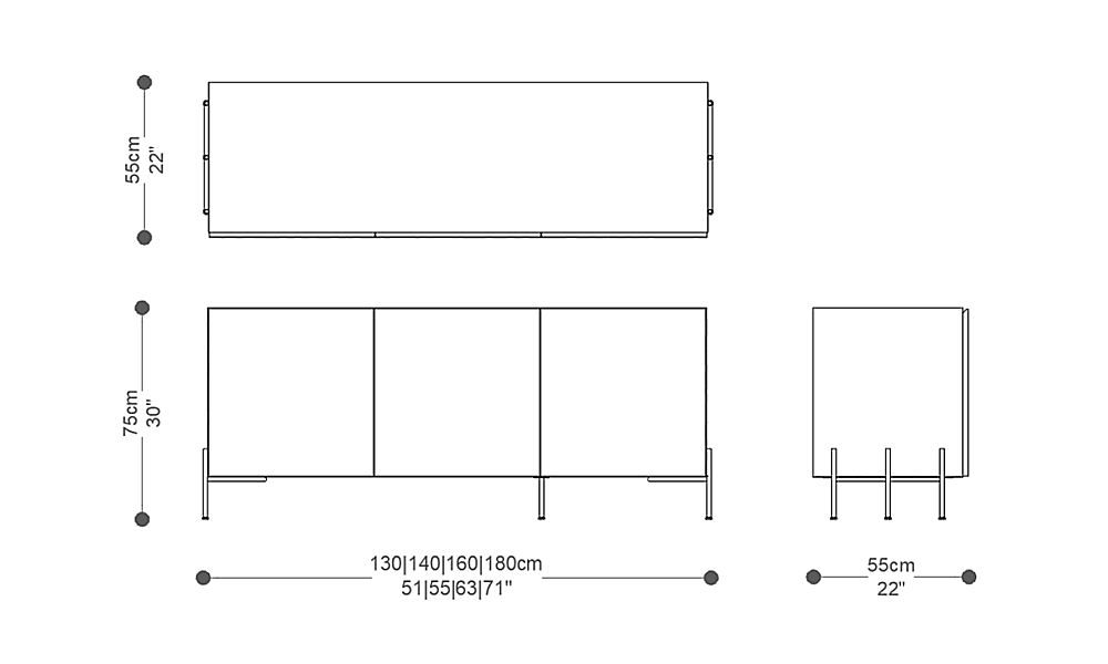 Image of the main dimensions of the product